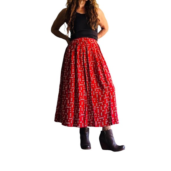 unbranded‎  A-Line Skirt Retro Floral 60s/70s  tinny flowers red size S - Picture 3 of 10